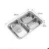 Plato para Comida Rápida de Acero Inoxidable 304 Engrosado Plato de Arroz Cuadrado con Compartimentos para Calentar para Comedor de Estudiantes Fiambrera Cuadrada de Gran Capacidad para Adultos