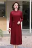 Vestido de otoño para madres de mediana edad y mayores, nuevo modelo 2026, nuevo estilo chino, moderno, invierno, disimula la barriga, talla grande, elegante vestido largo