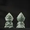 Figura de Animal de Té Gran Sabio de Arenisca Verde Estilo Chino, Adorno de Escritorio Wukong, Paisajismo de Roca para Acuario, Maceta de Decoración para el Hogar
