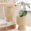 Maceta de Cerámica con Plato para Uso en el Hogar, Exquisita Estilo Ins Blanco Lujo Ligero Minimalista Estilo Crema Maceta para Orquídeas Suculentas