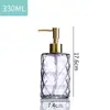 Frasco de Álcool em Gel com Design de Diamante Vidro Shampoo Gel de Banho Frasco Vazio Tipo Pump Grande Capacidade Frasco de Refil Cosmético Loção