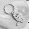 Llavero Nuevo de Acero Inoxidable con Gatito Inocente y Espina de Pescado, Lindo, Transfronterizo, para Regalos de Dibujos Animados para Parejas, Mejores Amigos y Amigos