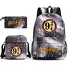 Harry Potter HarryPotter Set de Tres Piezas Mochila Escolar para Estudiantes de Secundaria y Primaria Unisex Mochila Casual de Viaje
