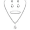 Pequeños Artículos en Stock Joyería Nueva Metal Diamante Collar Pendientes Conjunto de Dos Piezas Boda Novia Conjunto de Joyas Combinación