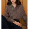Camisa retro de rayas estilo francés soligther de manga larga para mujer, nueva colección otoño 2026, corte holgado, tejido cepillado
