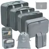 Set organizador de viaje premium, incluye 11 piezas: bolsas para guardar ropa, bolsas con cordón, bolsas para cosméticos y artículos de tocador, y bolsas de malla plegables para almacenamiento