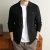Jaqueta de Tricô Yingao Estilo Old Money Primavera e Outono Nova para Homens, Gola Lapela de Cavalheiro, de Botão Único, Versátil, Suéter Casual Masculino