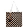 Bolsa de Alto Valor Estético com Grande Capacidade, Bolsa de Ombro em Lona Xadrez, Bolsa de Trabalho Fashion 2026, Bolsa Tote para Alunos