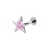 Brincos de Stud de Titânio F136 com Zircônia em Forma de Estrela de Cinco Pontas Studs para Cartilagem da Orelha Titânio G23 Rosca Interna 0.9 Joias de Estrela Studs para Lábio