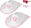 Novo Conjunto de Óculos Chapéu de Cowboy Rosa Estrela Borda Lantejoula Rosa Fabricante Ponto Conjunto de Chapéu de Cowboy Ocidental