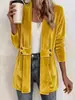 2026 nuevo estilo transfronterizo TikTok para mujer, cárdigan de terciopelo dorado decorativo de doble botonadura, top casual y versátil de longitud media