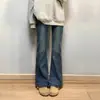 Calça Jeans Flare Vintage Azul Plus Size para Mulheres, Elástica e Emagrecedora, Adequada para Corpo em Formato de Pera, Calça Bootcut