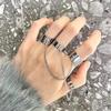 Anillo de Personalidad Punk de Estilo Europeo y Americano Anillo de Cadena con Borla Suavizada Tendencia de Moda Anillo de una Pieza Juego de Dos Piezas