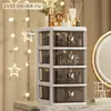 Organização de Caixas de Armazenamento, Mesa de Escritório, Cosméticos, Armazenamento de Papelaria, Armário de Armazenamento Cor Creme Estilo Desktop, Gaveta, Acessórios, Quarto