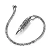 Collar de bala con patrón de dragón dominante de moda nacional colgante hip hop personalidad masculina acero de titanio vintage Panlong accesorios de colgante de bala