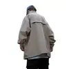 Chaqueta retro de otoño para hombre estilo japonés con cuello alto, parche de letras, prenda exterior casual holgada de moda, top para estudiante