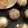 Nueva Bola de Navidad de 8 cm en Color Champaña con Purpurina y Polvo Dorado, Adorno Decorativo Vintage para Colgar en el Árbol de Navidad