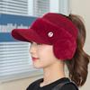 Gorro de Invierno para Mujer, Diadema para el Pelo, Gorro para Cola de Caballo, Cortavientos, Protector de Orejas, Parte Superior Abierta, Gorro de Lana Tejido Grueso y Cálido con Forro de Vellón, Pico de Pato
