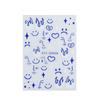 Nuevas pegatinas para uñas transfronterizas con diseño de llama azul, corazón sonriente y estrella, línea de pintura, adhesivo para uñas en la parte posterior.