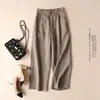 En stock: Pantalones anchos estilo japonés 2026 nuevos para mujer, nueva colección de verano, mezcla de algodón y lino, modernos, holgados, pantalones casuales de lino para estudiantes