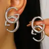 Pendientes de Moda Transfronterizos Europeos y Americanos Elegantes con Letra Doble G para Mujer, Pendientes Retro Exagerados Únicos para Fiesta al por Mayor