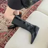 Botas de caña alta para mujer, de alta gama, color café retro, punta cuadrada, cómodas, versátiles, de pierna recta, que aumentan la altura, botas de montar para mujer