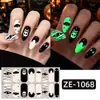Filme para Decoração de Unhas de Halloween Zhengxiang Glow-in-the-Dark Transfronteiriço, Estilo Europeu e Americano Personalizado, Design de Aranha Escura, Adesivos de Unha Autoadesivos
