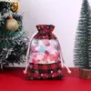Nuevo 2023 Ventana Cuadros Tela de Algodón Bolsillo Paquete de Dulces Galletas Bolsa de Empaque Regalo de Navidad Bolsa con Cordón