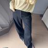 Pantalones de Maternidad de Mezclilla Anchos y Sueltos con Pedrería Negra para Mujer, Otoño e Invierno 2025 Nuevos Casuales Talla Grande Adelgazantes Largos