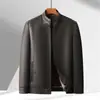 Jaquetas de Couro Grossas de Veludo para Outono e Inverno para Homens de Meia-Idade e Idosos, Jaquetas de Couro com Gola Alta Quentes e à Prova de Vento, Tops Casuais
