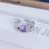 Anillo Abierto Morado Romántico Súper Hada Circonita Lujo Accesible Mariposa Cola de Pez Diseño de Nicho Exquisito de Gama Alta para Mujeres