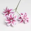 Flores Artificiales de Alta Gama, Flores de Magnolia de Tres Cabezas, Arreglos Florales para Bodas, Arreglos Florales para Mesa de Comedor en Casa, Ramilletes de Mano, Flores Falsas