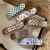 Pinza de cocodrilo vintage con estampado floral de lunares para niñas, pinza de garra versátil con estampado de cuadros dulces, leopardo japonés y coreano para el uso diario