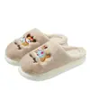 Pantuflas de Algodón con Perrito de Dibujos Animados para Mujer Otoño/Invierno Felpa Adicional Cálidas Suela Gruesa Antideslizantes para el Hogar Interior Lindas Pantuflas de Felpa