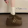 Botas de neve femininas 2026 extremamente estilosas com aumento interno de 7 cm de altura, sola grossa e forro de lã, mocassins