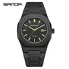 Reloj Sanda Nuevo Simple Esfera Grande Puntero de Tira Personalizado Reloj Unisex Octagonal Calendario Reloj de Cuarzo Impermeable