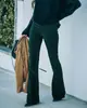 Pantalones de pana acampanados de cintura alta ajustados de color liso para mujer, con cintura elástica, de moda casual, para la primavera y el otoño 2026, transfronterizos