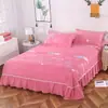 Saia de Cama Escovada Colcha Peça Única Lavada Cama de 1,8m Capa Protetora Amiga da Pele para Dormir Nu Moda Saia de Renda Cama Lençóis de Cama