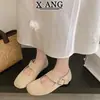 Sapatilhas de Couro, Sapatos Mary Jane de Bico Redondo, Sapatos Femininos, Sapatos de Verão para Combinar com Saias, Boca Rasa, Sola Macia, Sapatos Confortáveis Que Não Cansam Seus Pés