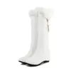 Botas Caña Alta Mesa de Agua Ocio 34 Botas Chelsea Comercio Exterior Cuña Metálica 43 Cadena Cuello de Piel Suministro Nuevas Botas Comercio Exterior Mujer