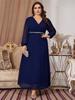 En Stock Ebay Aliexpress Amazon Otoño 2024 Ajuste Delgado Gasa Talla Grande Vestido de Manga Larga para Mujer
