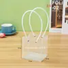 Bolsa de Regalo Portátil Luna Llena Cuadrada de Moda Transparente para Boda Planta Verde Pastel Suculento Bolsa de Embalaje para Regalo de Dulces para Llevar