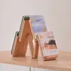 Estantería de Exhibición de Madera Maciza, Estante de Exhibición de Libros, Soporte de Escritorio Móvil de Doble Capa con Ángulo Ajustable Inclinado