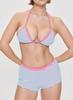 2025 Nuevo Popular Europeo y Americano Moda Fresca Rayas Multicolor de Cuello Halter con Cordones Calzoncillos Tipo Boxer Conjunto de Bikini