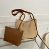 Bolso de Paja Grande de Moda para Mujer 2023 Nueva Moda Bolso de Hombro Doble Tejido Bolso Tote Texturizado