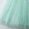 Vestido de Performance com Manga Voadora, Alça, Saia de Renda para Menina, Doce de Verão com Lantejoulas para Bebê, Vestido de Princesa Sereia
