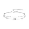 Pulsera Delgada de Doble Capa para Cintura, Estilo de Lujo Ligero de Nicho de Gama Alta, Pulsera de Circonita Incrustada con Diamantes, Joyería de Trébol de Cuatro Hojas Moderna y Creativa