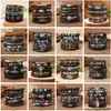 Pulsera Bohemia Retro Europea de Cuero Personalizada de Venta Caliente Pulsera de Cuero Tejido Multicapa Pulsera Retro Apilable para Hombres