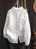 Camisa casual vintage floral de manga larga para mujer, transfronteriza europea y americana de Amazon, primavera, corte holgado con cuello pequeño, camisa básica
