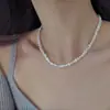 Colgante de Cadena para Clavícula de Perlas de Agua Dulce Irregulares Barrocas de Doble Capa, Collar de Perlas de Agua Dulce Naturales de Lujo de Nicho